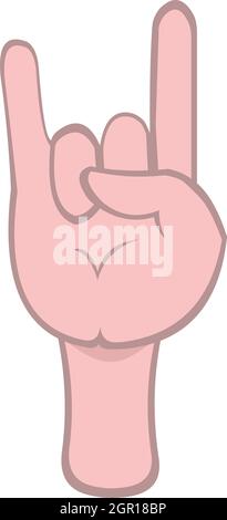 Vector illustration of emoticon of hand making horn or heavy metal gesture Stock Vector