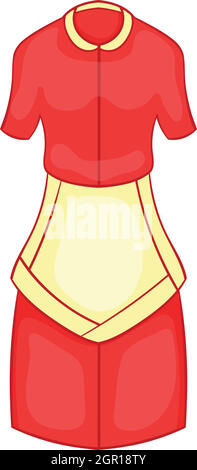 Red housewife dress with white apron icon Stock Vector