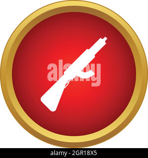 Assault rifle with silencer icon, simple style Stock Vector