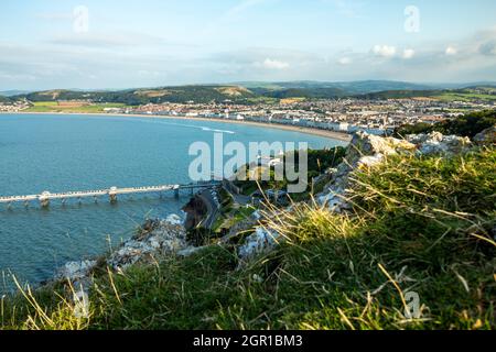 View of the pier and the town of Llandudno in Wales, United Kingdon Stock Photo