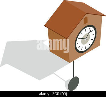 Cuckoo clock icon, isometric 3d style Stock Vector
