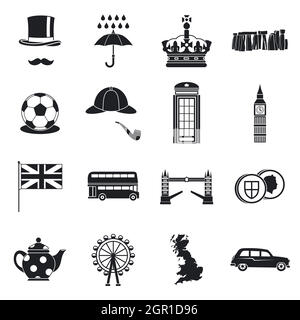 Great Britain icons set , simple style Stock Vector