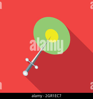 Steel throwing knife icon, flat style Stock Vector