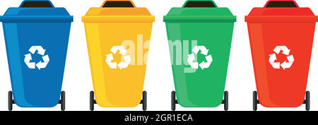 Four colors of rubbish cans Stock Vector