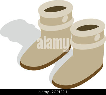 Pair of winter shoes icon , isometric 3d style Stock Vector