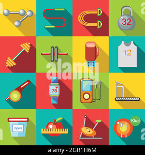 Gym icons set, flat style Stock Vector Image & Art - Alamy