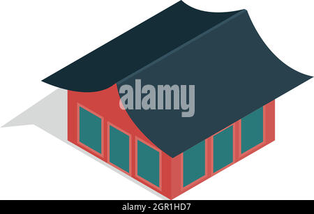 Traditional korean house icon, isometric 3d style Stock Vector