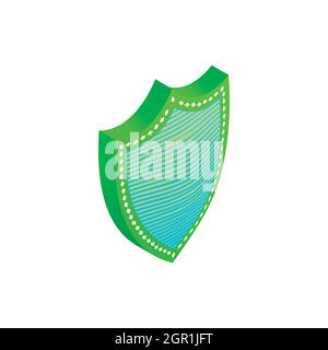 Green and blue shield icon, isometric 3d style Stock Vector