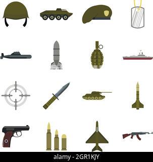 Set of weapon military rifle, revolver and desert eagle pistol, shotgun ...