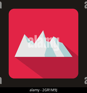 Snowy mountains icon, flat style Stock Vector