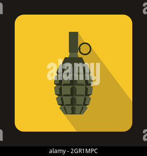Hand grenade icon, flat style Stock Vector