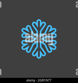 Snowflakes vector isolated flat icon on dark background. Weather sign Stock Vector