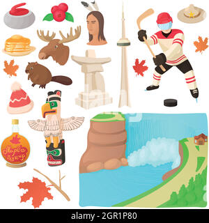 Canada icons set, cartoon style Stock Vector