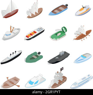 Ship and boat icons, isometric 3d style Stock Vector Image & Art - Alamy