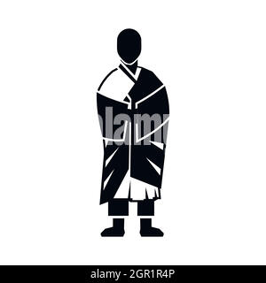 Buddhist monk icon, simple style Stock Vector