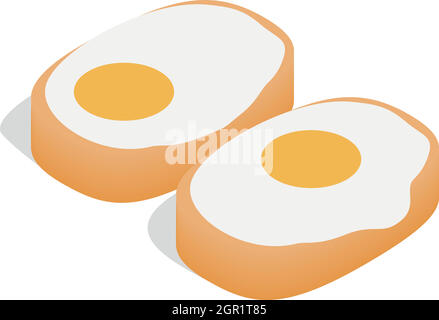 Korean dish with eggs icon, isometric 3d style Stock Vector