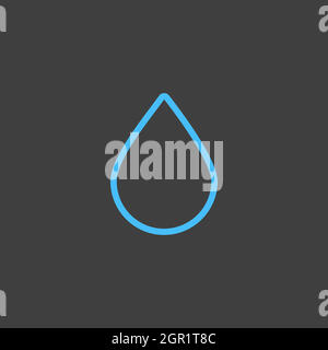 Drop water vector isolated flat icon on dark background. Weather sign Stock Vector