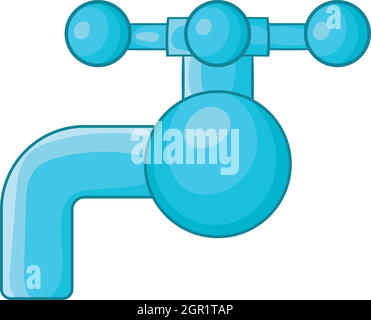 Water tap with knob icon, cartoon style Stock Vector