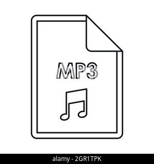 MP3 audio file extension icon, outline style Stock Vector