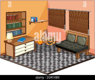 Living room interior design with furnitures illustration Stock Vector ...