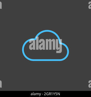 Cloud vector isolated flat icon on dark background. Weather sign Stock Vector