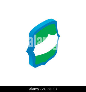 Green and blue shield icon, isometric 3d style Stock Vector