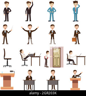 Business icons set, cartoon style Stock Vector