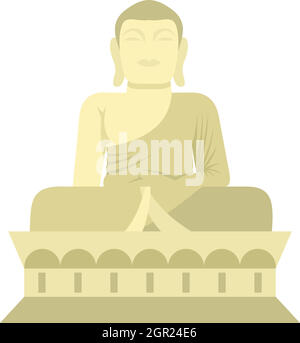 Sitting Buddha, South Korea icon, flat style Stock Vector