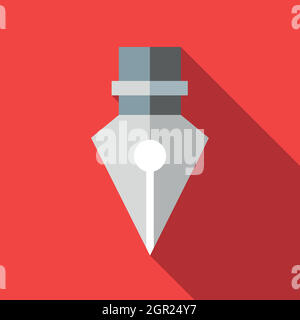 Fountain pen icon in flat style Stock Vector