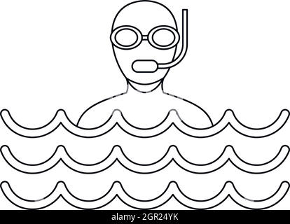 Scuba diving icon, simple style Stock Vector