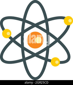 Atom with electrons icon, flat style Stock Vector