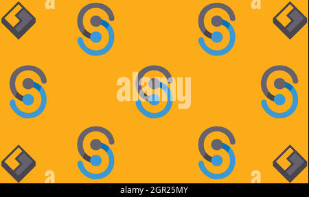 abstract box and loop on golden background Stock Vector