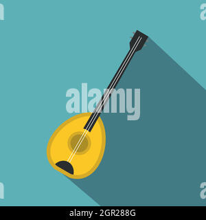 Saz baglama music instrument icon, flat style Stock Vector