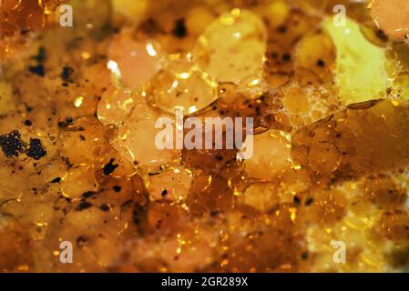 Amber yellow abstract background with honeycomb cells structure Stock Photo