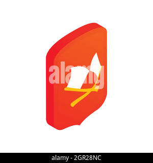 Shield with crossed axes icon, isometric 3d style Stock Vector