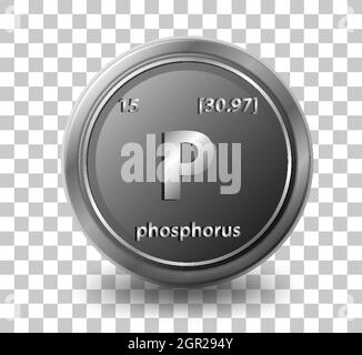 Phosphorus chemical element. Chemical symbol with atomic number and atomic mass. Stock Vector