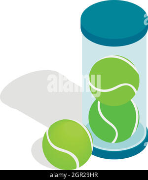 Tube with tennis balls icon, isometric 3d style Stock Vector