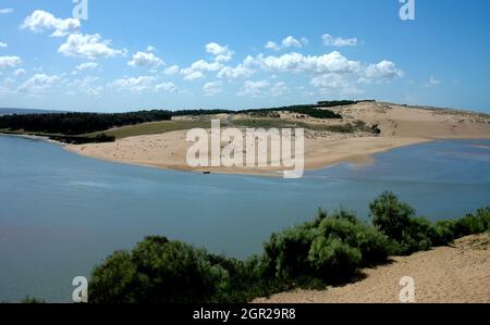 The blue lagoon of Moulay Bousselham in Morocco Stock Photo