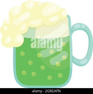 A beer mug of green beer with a foamy head icon Stock Vector