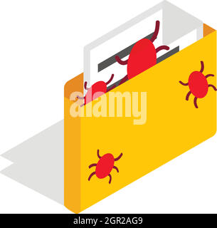 Infected email icon in isometric 3d style Stock Vector