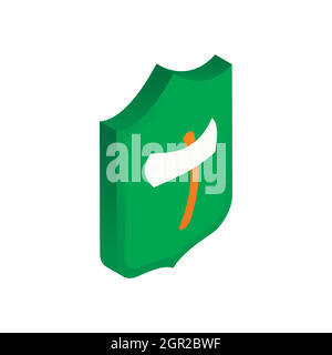 Viking shield with axe icon, isometric 3d style Stock Vector