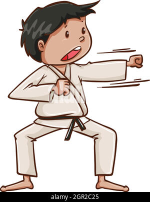 A plain drawing of a martial arts artist Stock Vector
