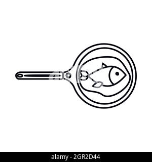 Net with fish icon, outline style Stock Vector