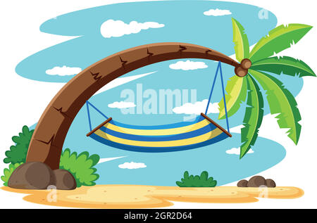 Hammock on the coconut tree Stock Vector