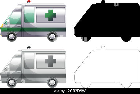 Set of ambulance car Stock Vector