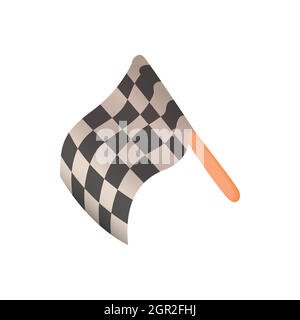 Racing flag icon, cartoon style Stock Vector