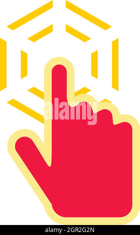 Cursor hand clicks icon, flat style Stock Vector