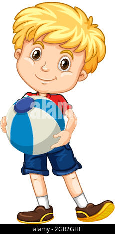 Cute Boy Holding Color Ball Stock Vector Image & Art - Alamy