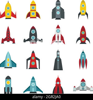 Rocket launch icons set, flat style Stock Vector Image & Art - Alamy