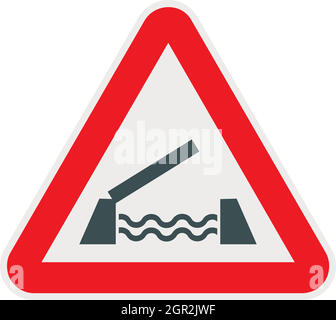 Opening bridge traffic sign vector illustration Stock Vector Image ...